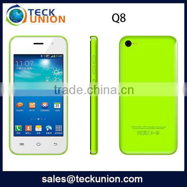Made in china 4inch android 3G smartphone Q8 MTK6572 dual core dual camera