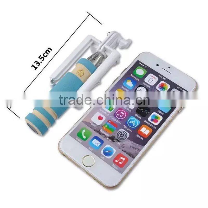 Close to 14cm Mini Wired All In One Selfie Stick For iPhone 6 Plus 5 5s 4s IOS for Samsung Android