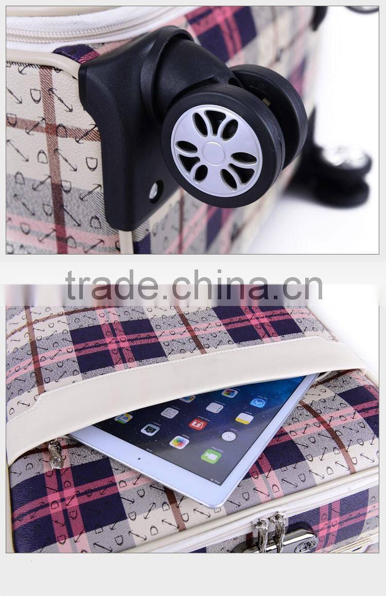 china new direction product wheel universal suitcase PU printing custom made luggage