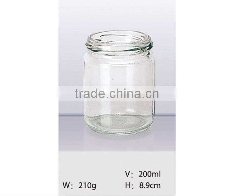200ml wholesale high quality clear glass jars for strawberry jam