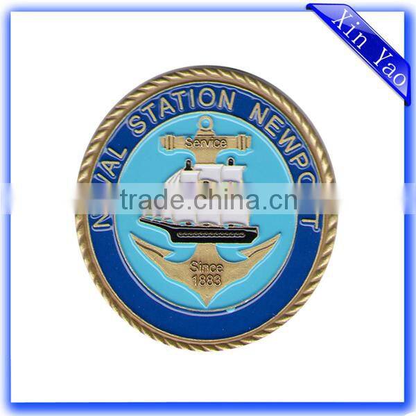 Eco friendly advertising zinc alloy logo anti nickel plating brushed coin