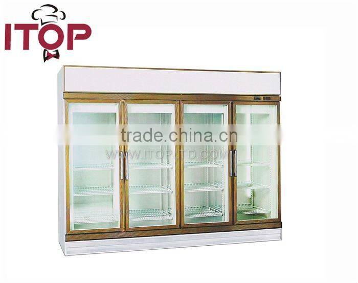 4 Doors vertical glass door fridge