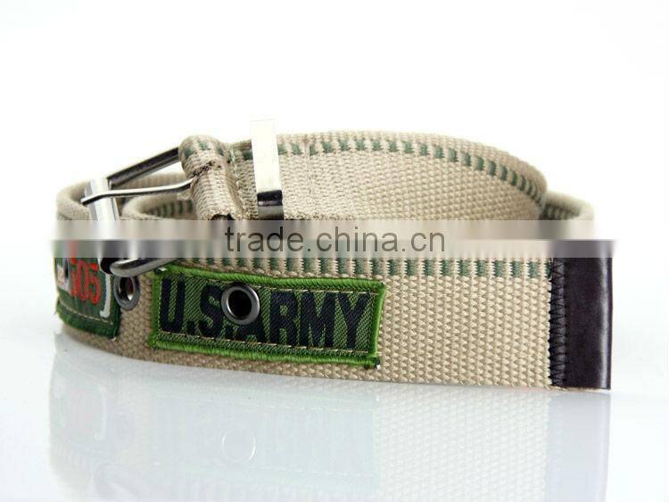 US Army Polyester Web Waist Belt with Stitched label and Metal Grommet
