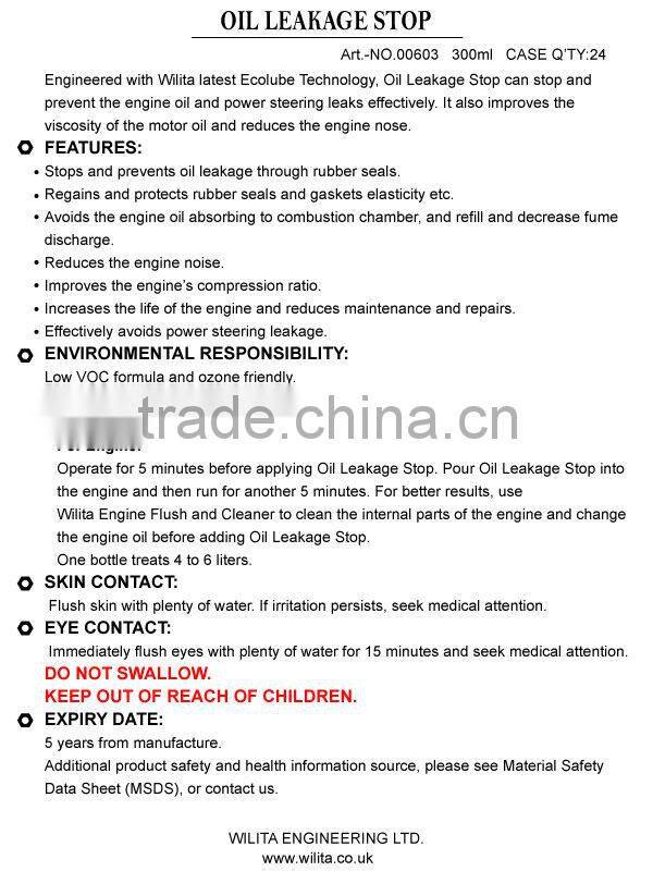 Engine Oil Stop Leak for Rubber Seal and Gasket Leakage Stop Rubber Gasket Repair