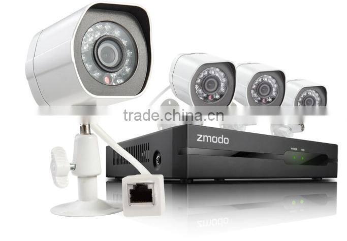 Zmodo 4 ch NVR sPOE kits whetherproof kits & cctv System 720P