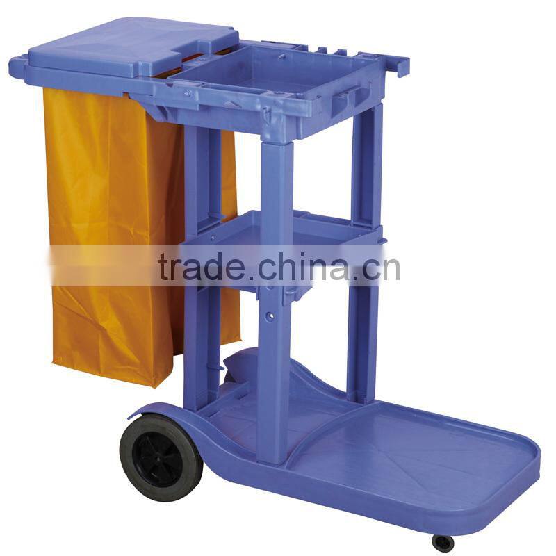 Hot sell commercial cleaning trolley/plastic medical laundry janitor trolley with bag