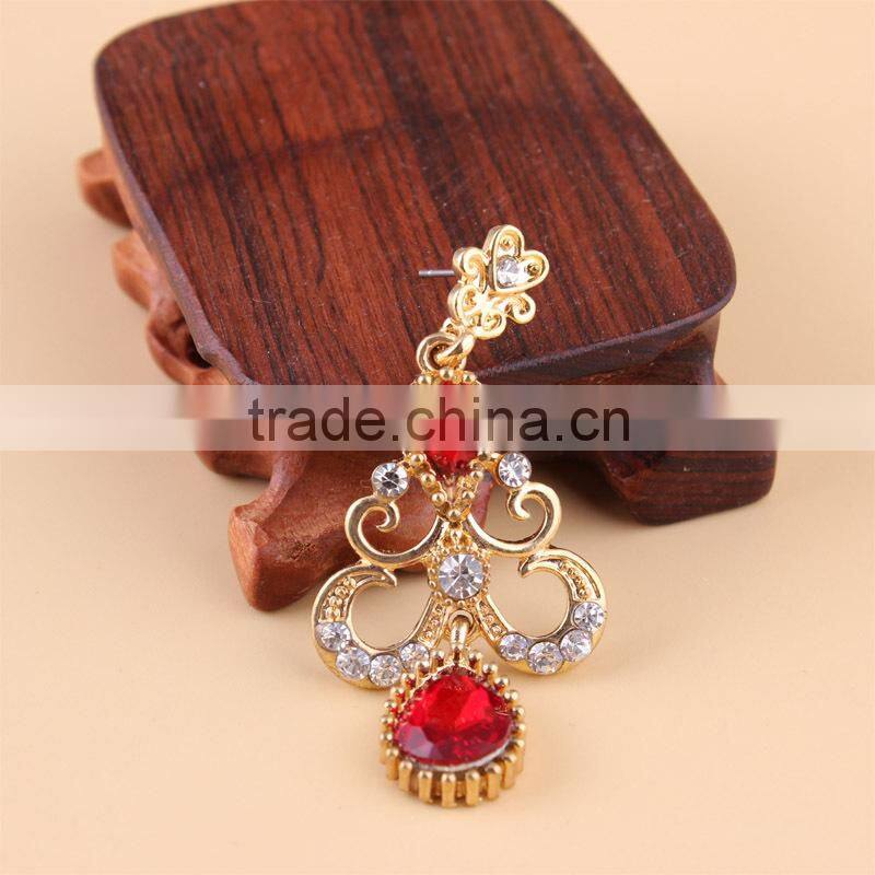 2015 hot sale Red Crystal alloy Earrings