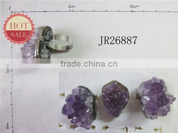Natural Amethyst Crystal Stone Ring