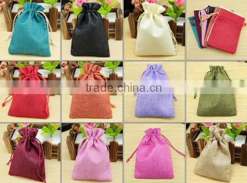 13cm*18cm Hot Pink Color Wholesale Custom Jute Bag Linen Cotton Bag