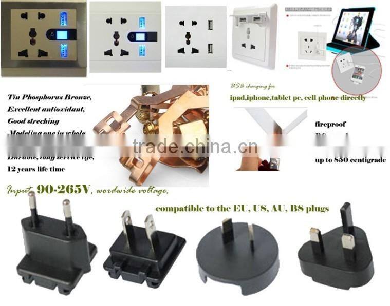 Good quality electrical socket extension 13A universal wall socket dual 2.1A 2.4A USB socket outlet