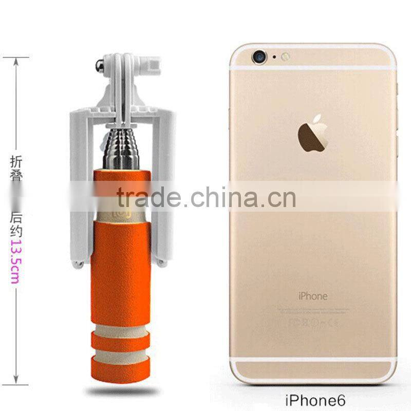 2015 Top Hot 13.5cm Super Mini Wired Selfie Stick Handheld monopod mini selfie stick pocket selfie stick