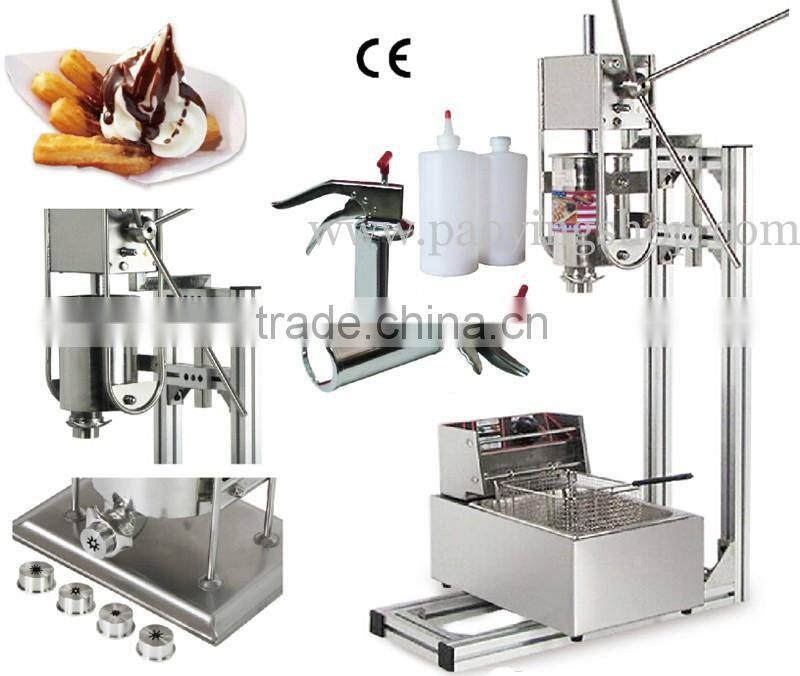 (4 in 1) Commercial Spanish Manual 3L Churros Maker + Working Stand + 6L 110v 220v Electric Deep Fryer + 1L Filling Machine