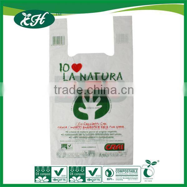 100% EN13432 ASTM D6400 cornstarch biodegradable shopper bag