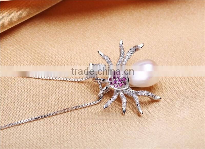Spider pendants, 100% Natural Pearl Pendant, Swan Natural Freshwater Pearl Silver Women Necklace Pendant