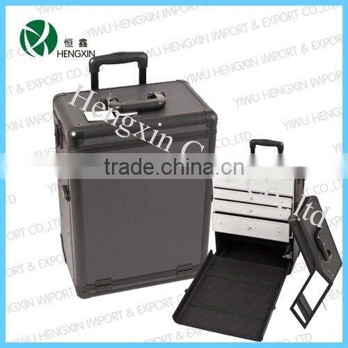 Professional rolling trolley Makeup Artist Train Cosmetic Case with Drawers