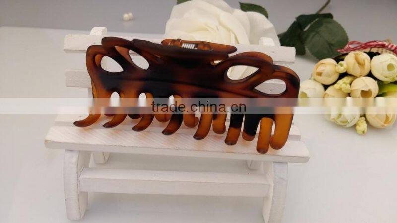 Brown plastic jaw clip tortoise shell acrylic hair clamp 9 cm