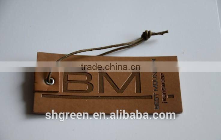 Smooth embossed leather luggage bag hangtag