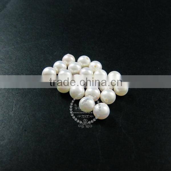 8mm half drilled white round artificial imitation mother of pearl shell pearl beads for earrings studs DIY supplies 3021048