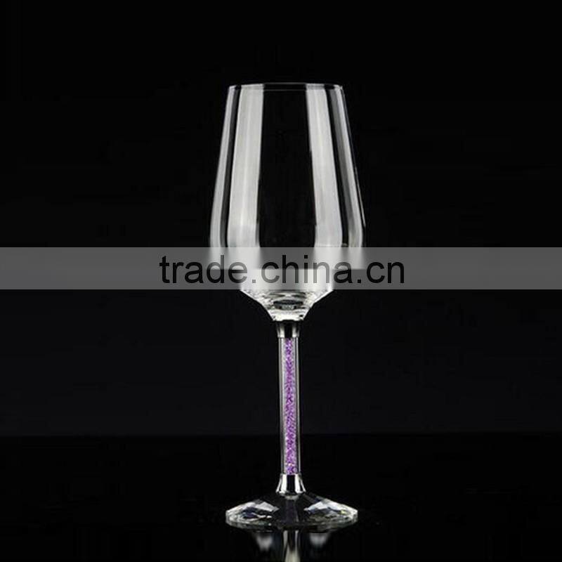 wholesale Crystal Wine Glass with purple diamond stem