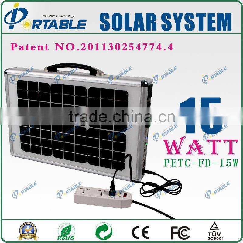 Home use 15w portable solar power system