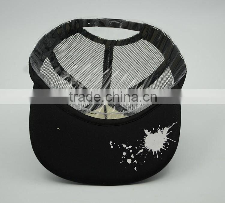 Customized flat bill hip pop fashion black 3d embroidery snapback cap
