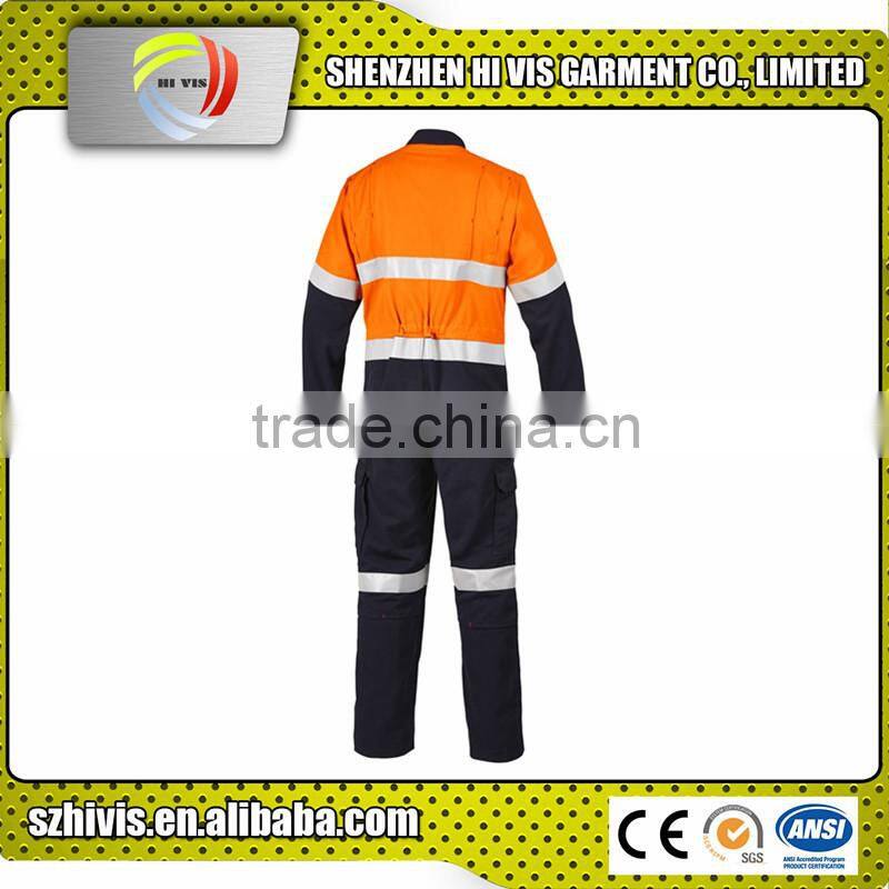 hi vis yellow navy Custom embroidered reflective protective oil resistant coverall