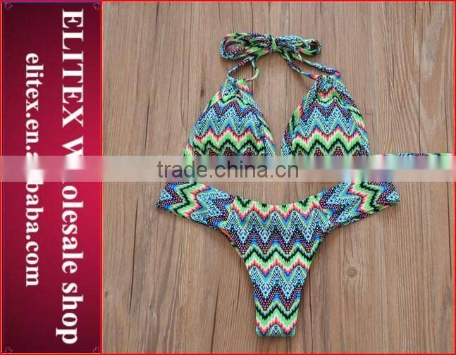 2017 Newest cut out green floral sexy print swimwear swimsuit CK345