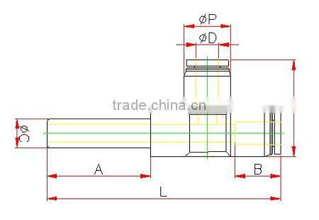 plastic tube fitting, plug in run tee compact one -touch tube fitting , push in tube fitting
