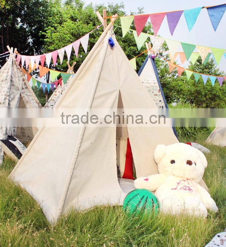 Beige Flax Indian Children Teepee Tent Game House Tent for Kids