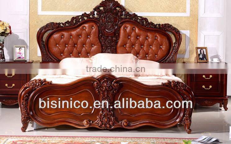 Luxury French style hand carved wooden living room double bed