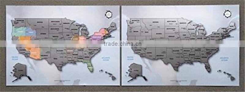 Personalized Scratch-off Us Map the United States of America A4 Size Poster Travel Silver Layer