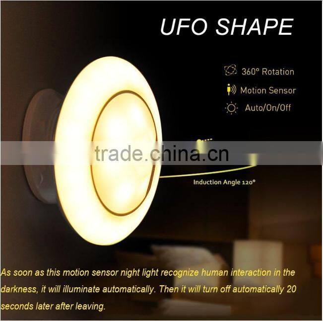 Cool Creative Rotating UFO Night Light, USB LED Motion Sensor Decorative Room Floor Night