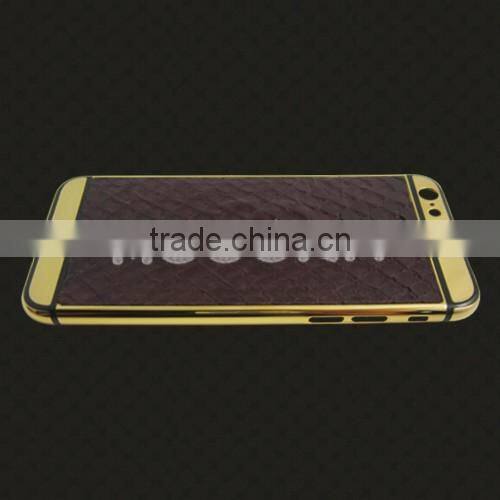 For iphone6 leather gold plated housing, gold housing with groove stick leather housing for iphone6