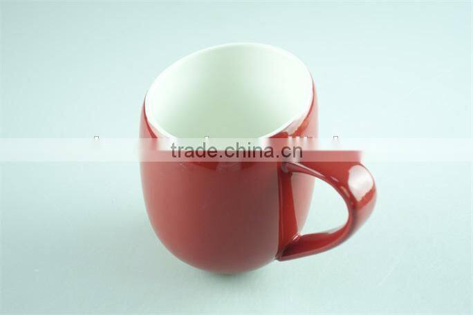 Wholesale porcelain Red mug ,Lovely chocolate mug, cheap glazed ceramic mug