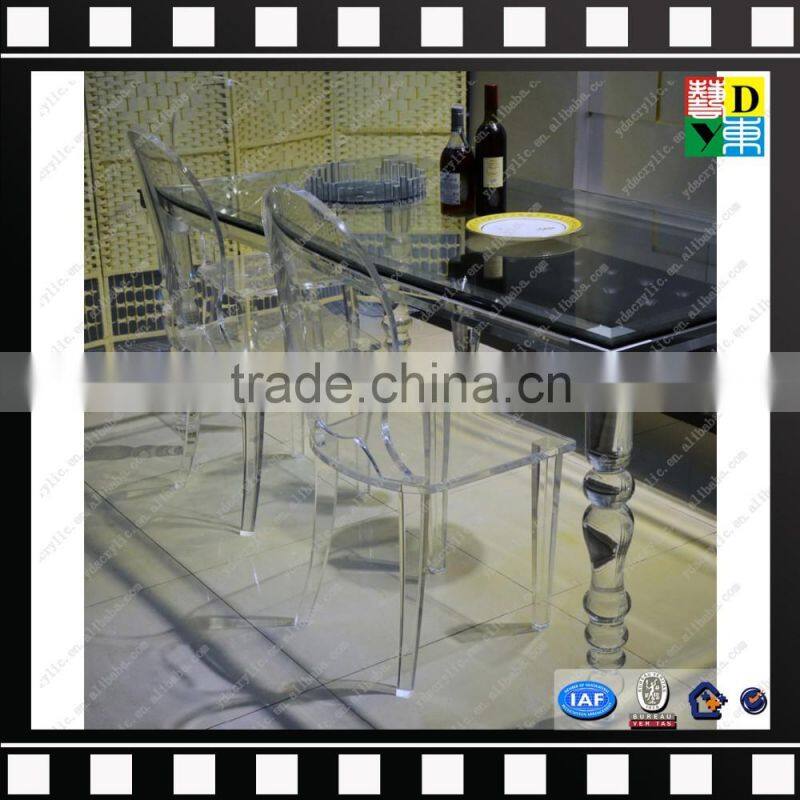 Clear acrylic legs dining table customzied PMMA glass square dining table with marble top from china manufacturer