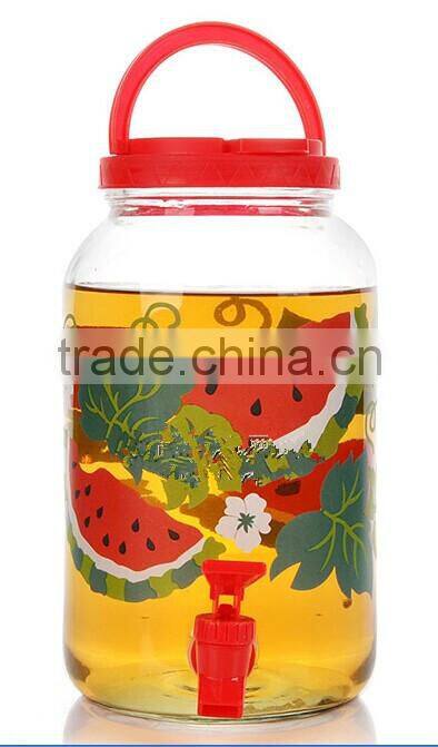 1 gallon decorating beautiful glass sun tea jar with plastic tap carring loops