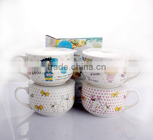 Fresh-keeping Ceramic Mug with Plastic Cover