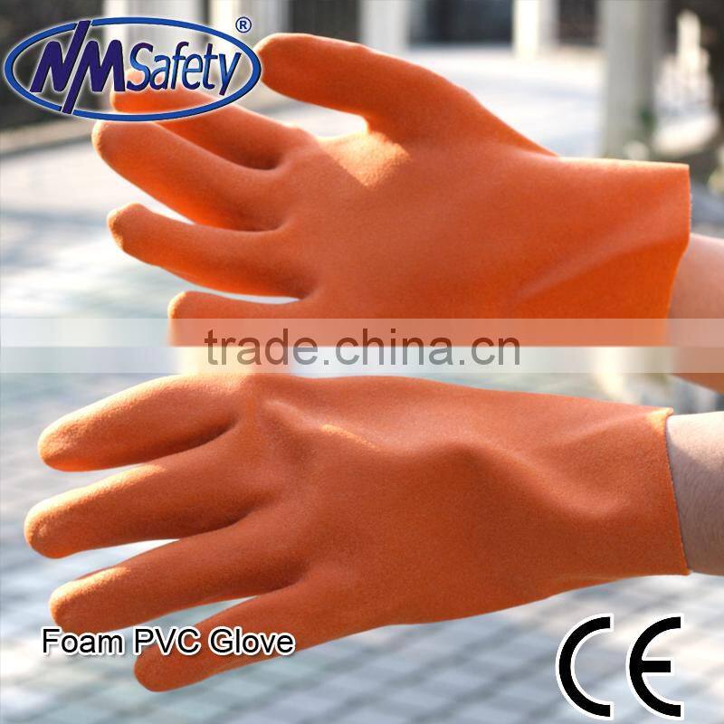 NMSAFETY new design chemical resistance foam pvc industrial gloves