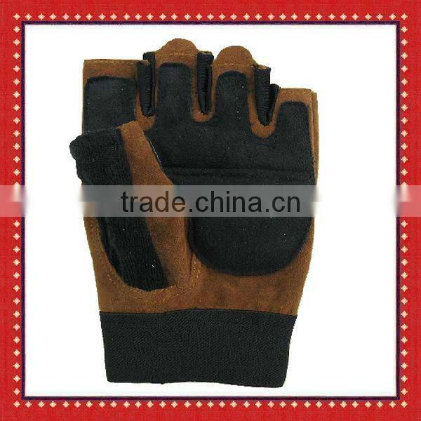 Black Suede Leather gym gloves