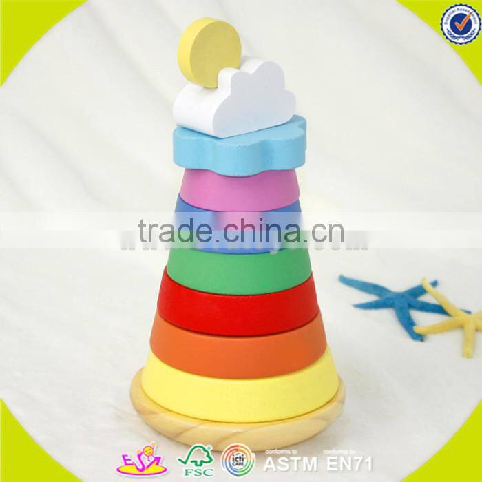 Wholesale funny kids wooden shape sorter blocks stacking toy hot sale baby wooden shape sorter blocks stacking toy W13D098