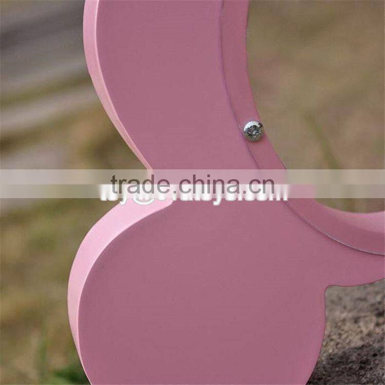 New design cute crown pink wooden girls piggy bank W02A255