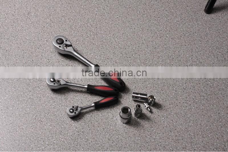 ratchet handle, 72T, curved handle with pear-type handle, 40cr+crmo material, PP+TRP handle, good quality ratchet handle