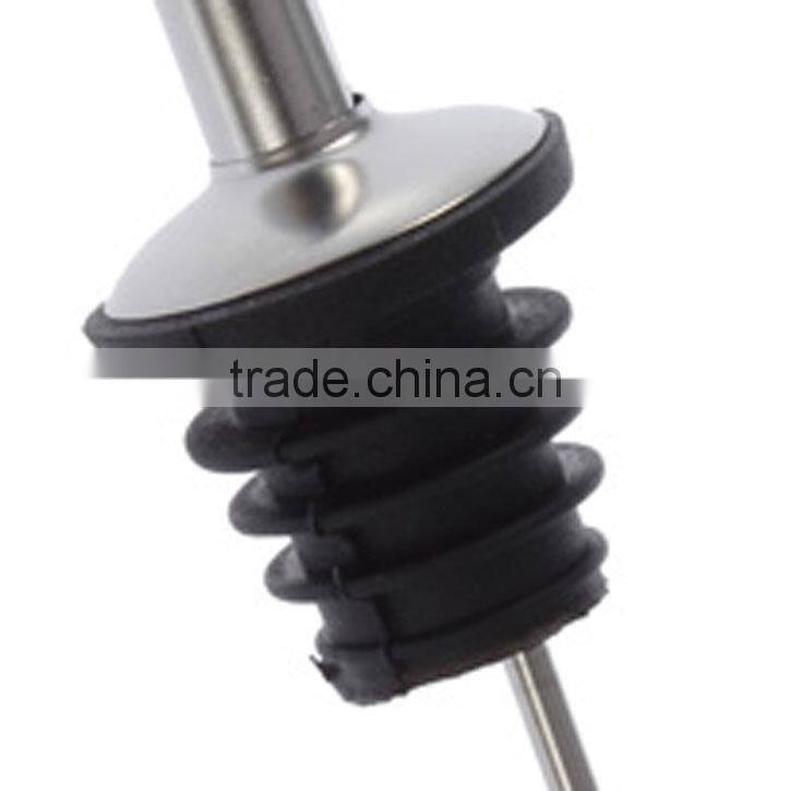 Stainless Steel Liquor Spirit Wine Bottle Pourer Free Flow Spout Rubber Stopper Drip Stop Wine Pourer Wine Measured Pourer