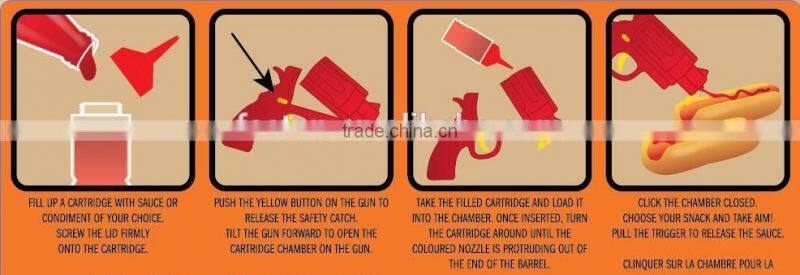 3pcs high quality food grade plasitc sauce gun for condiment