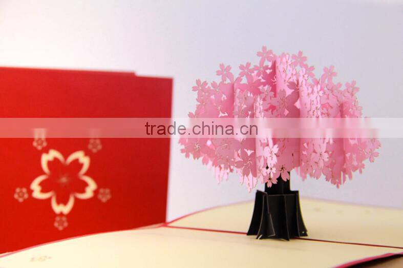 Flower Cherry 3D Pop Up Greeting Card 3D Birthday Greeting Card Creative Handmade Birthday Cards