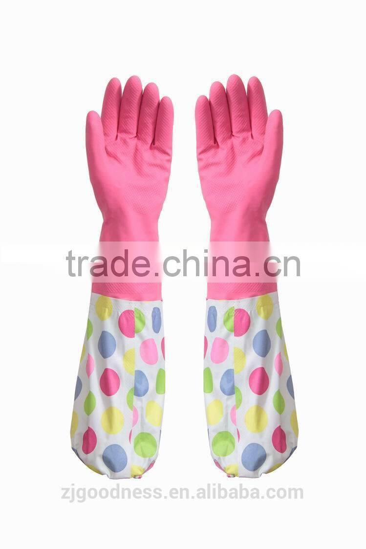 Household all purpose Retro funky floral design rubber gloves wash up