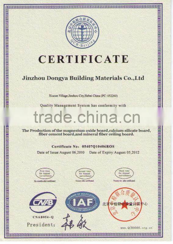 Grade A magnesium oxide wall board ,magnesium cement board for roof