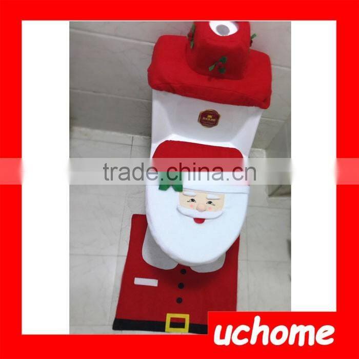 UCHOME Christmas Happy Santa Toilet Seat Cover and Rug Set Made in China