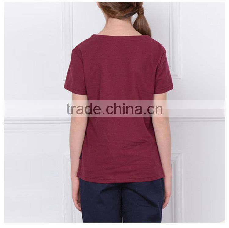 British Academy style 2017 new light Chinese style school boys and girls red short sleeved T-shirt custom