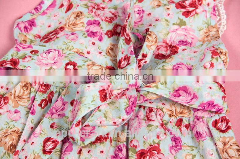 New Arrival Baby Cute Design Girls Satin Floral Lace Backless Sling Cotton Jumpsuit Romper For Kids